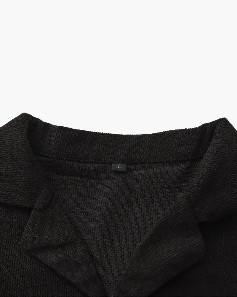 Completo Relax in Velluto a Coste da Uomo con Camicia e Pantaloncini Casual