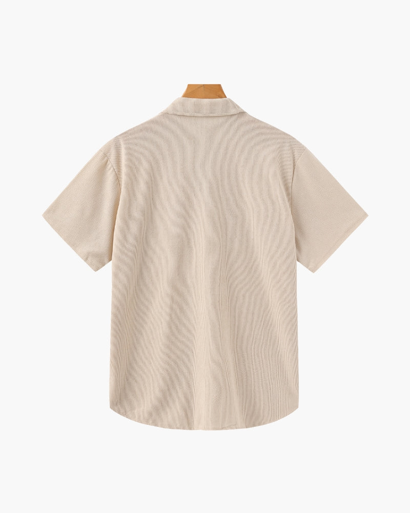 Completo Relax in Velluto a Coste da Uomo con Camicia e Pantaloncini Casual