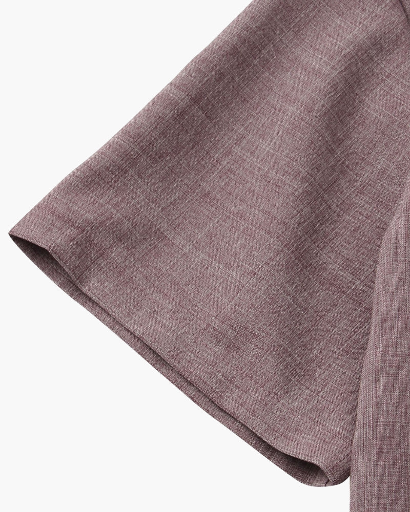 Chemise à Col Mandarin en Mélange de Coton pour Homme avec Manches Courtes
