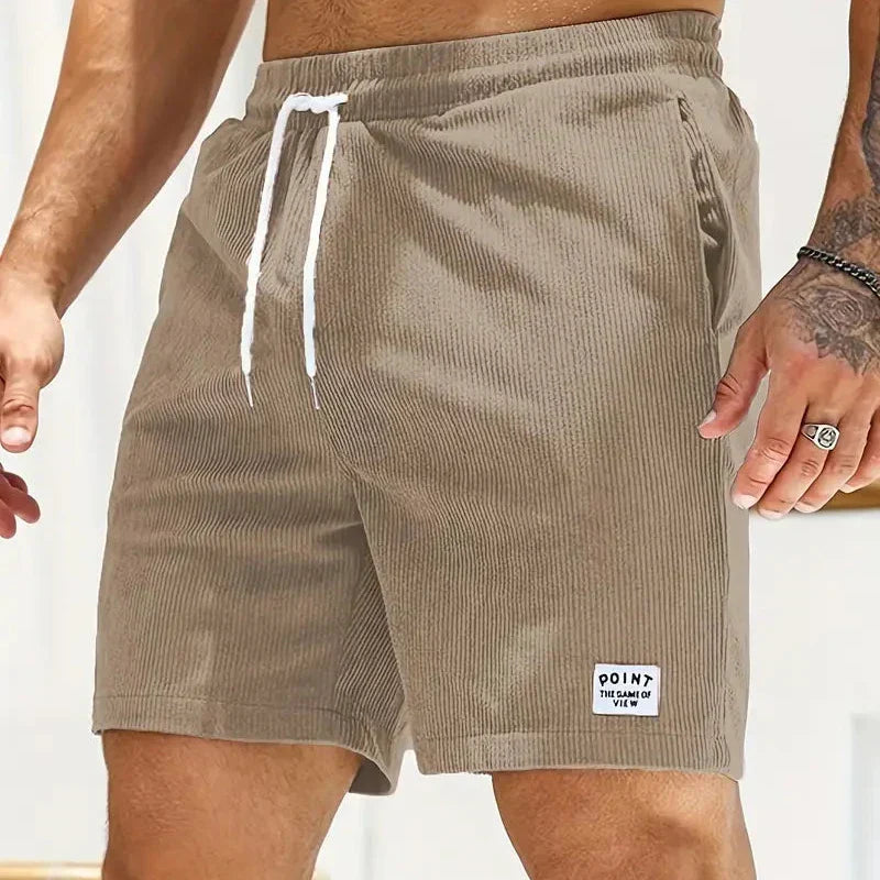 Short velvet men's shorts | casual bermuda with drawstring