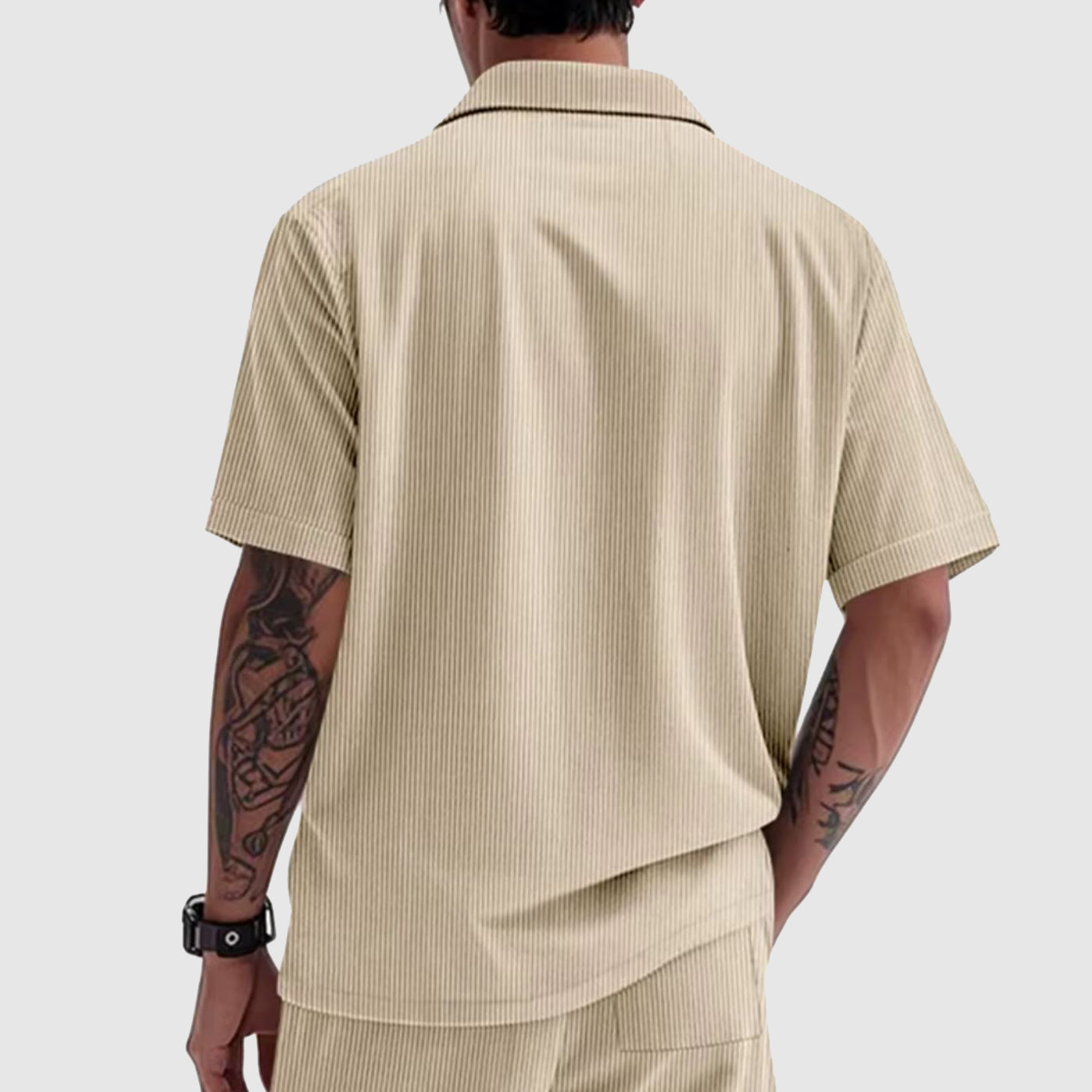 Chemise cargo pour hommes en velours côtelé à manches courtes et poches