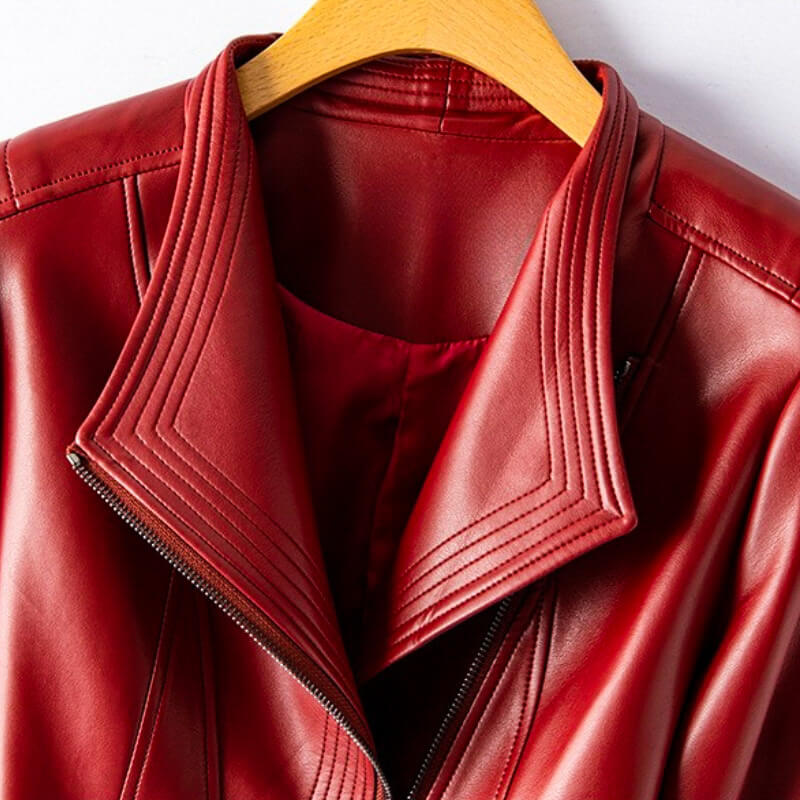Vegan Leather Perfecto Jacket for Women with Asymmetric Zipper and Wide Lapels