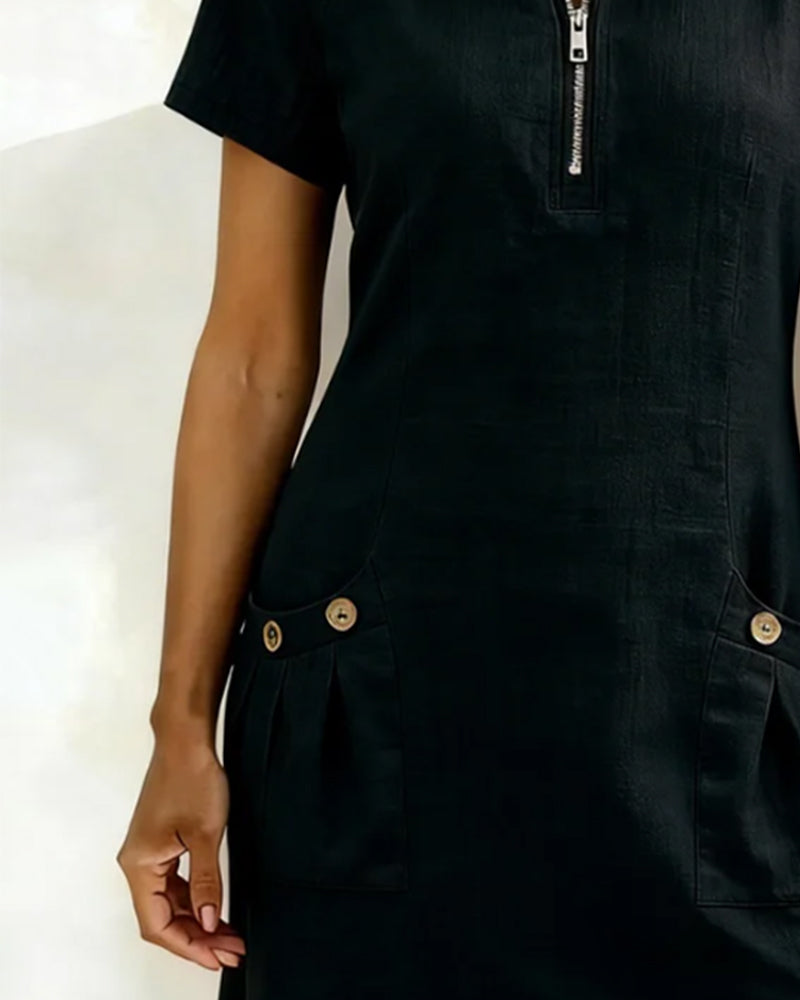 Robe Lin Femme Coupe À Fermeture Éclair