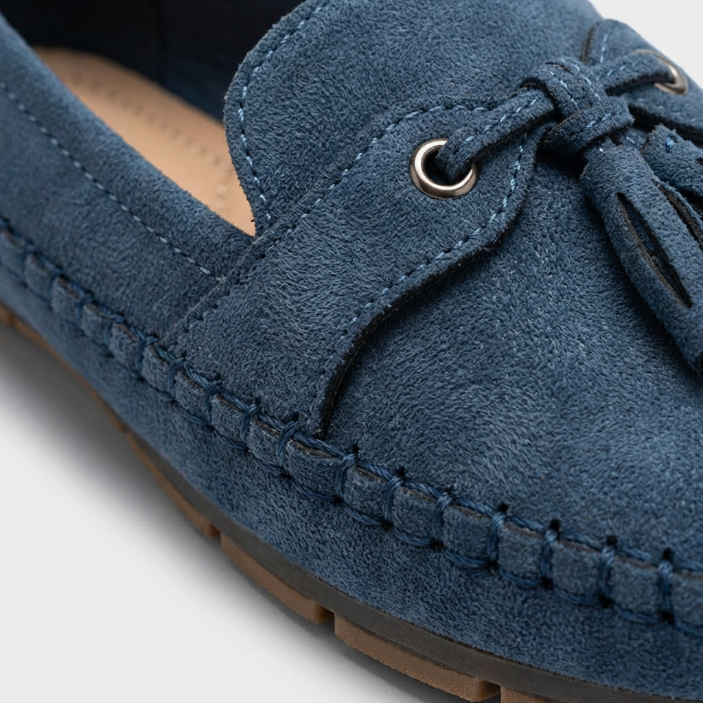 Mocassins en Simili Cuir avec Borlas et Coutures Apparentes pour Femme