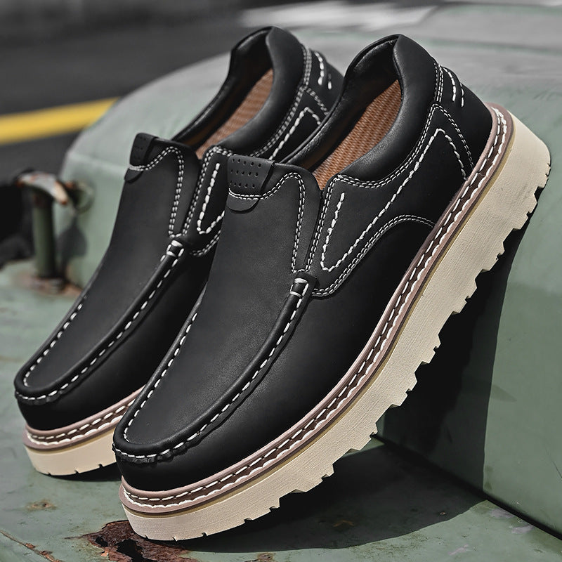 Men's leather moccasins — non-slip rubber sole — city style