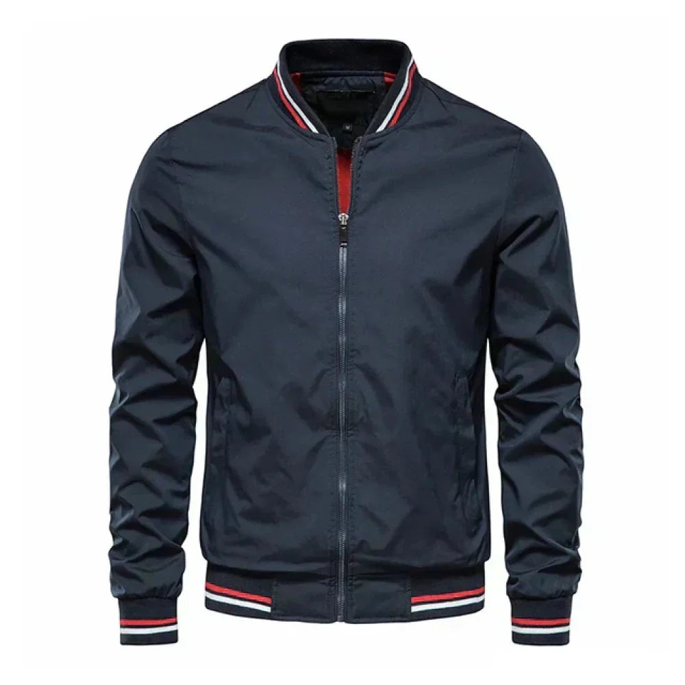 Veste bomber légère pour homme coupe cintrée avec col montant et fermeture zippée