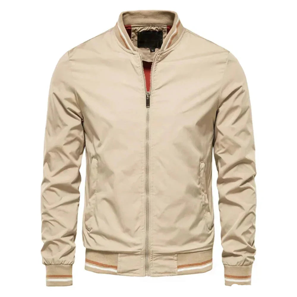 Veste bomber légère pour homme coupe cintrée avec col montant et fermeture zippée