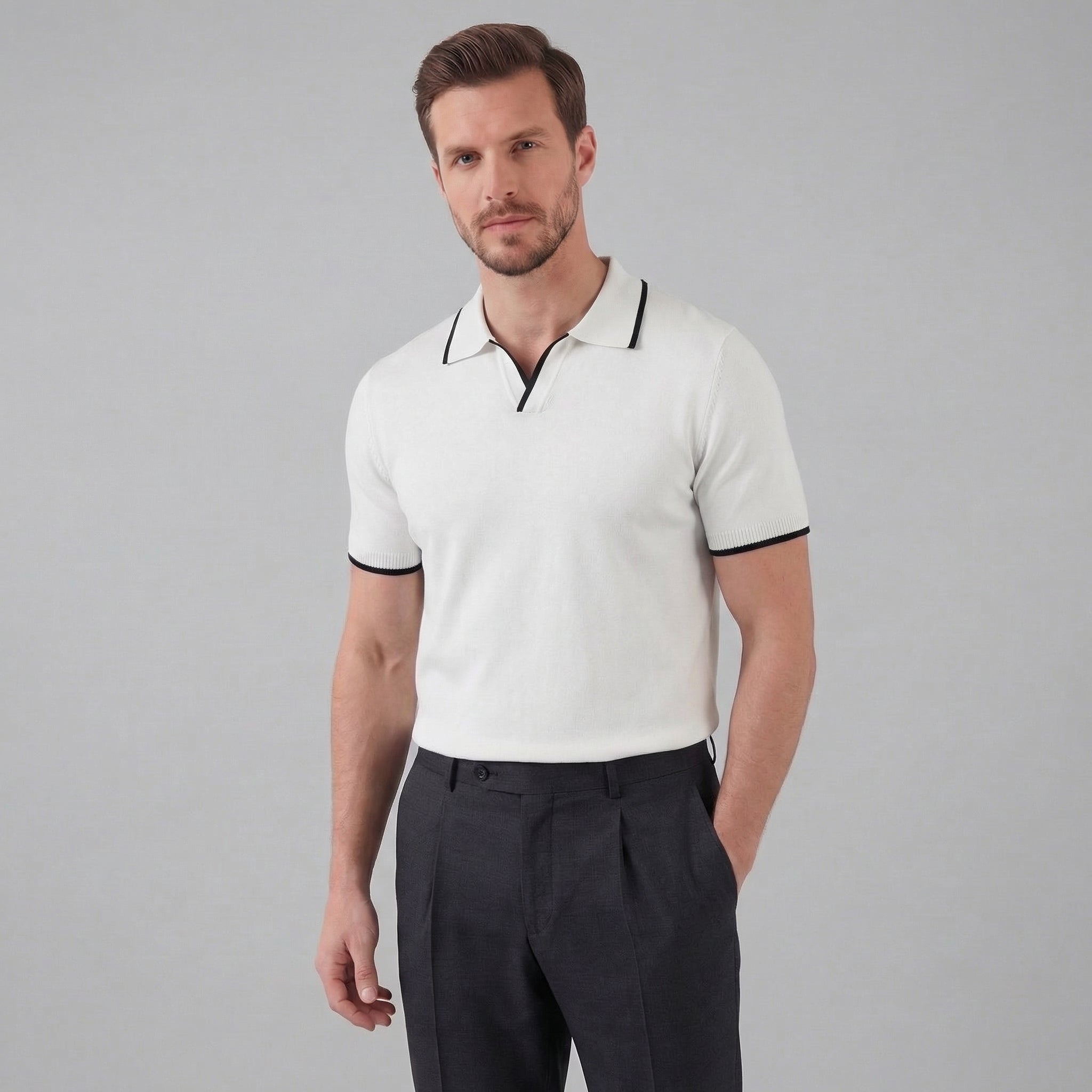 Polo a maglia uomo | maglia senza bottoni stile vintage