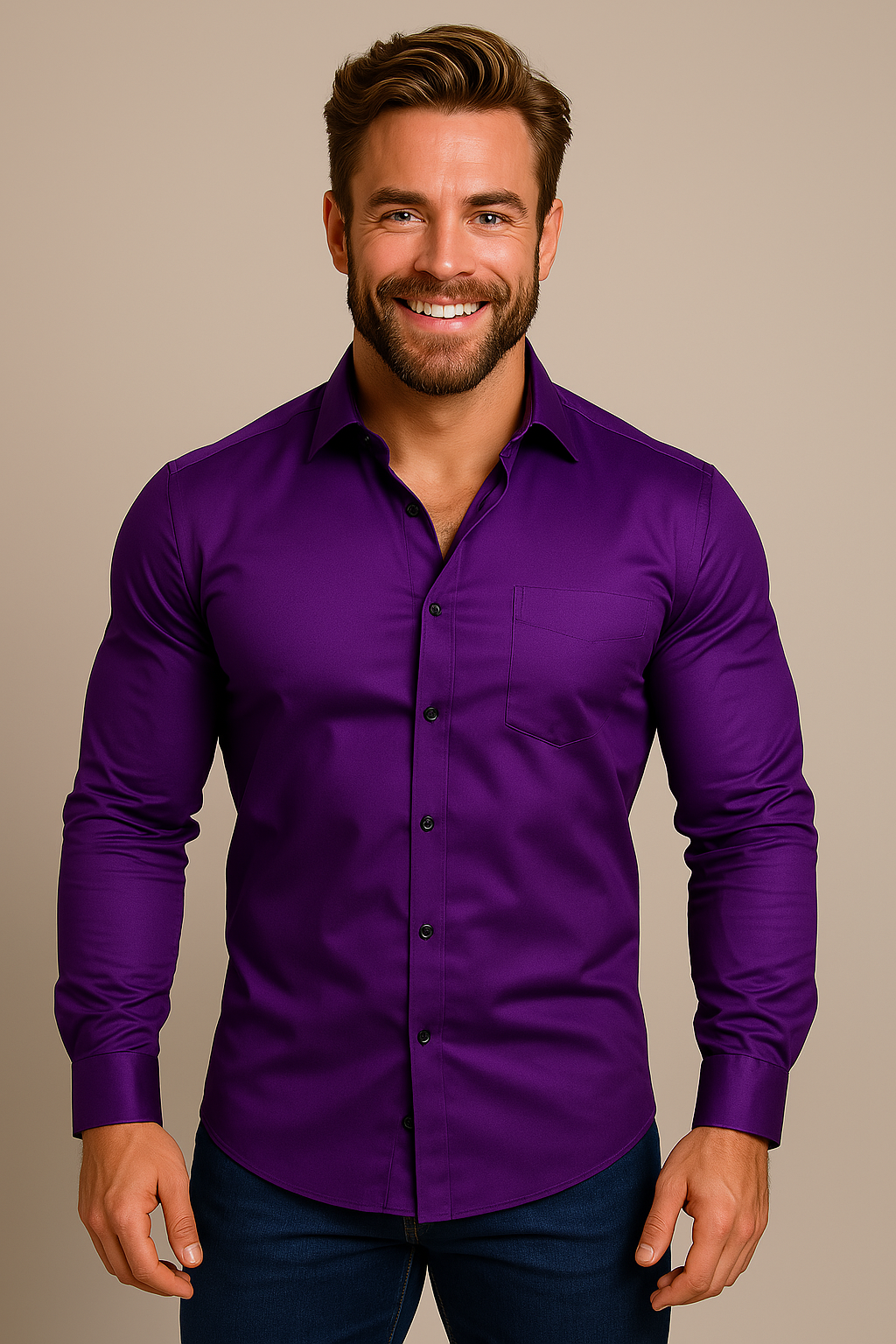 Men’s Casual Office Shirt, Slim Fit, Lightweight, Breathable, Comfortable Fabric
