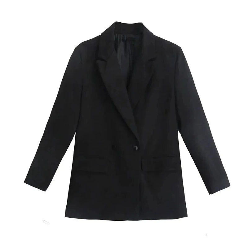 Blazer Oversized Feminino, Casaco de Terno Cruzado e Elegante com Mangas Longas