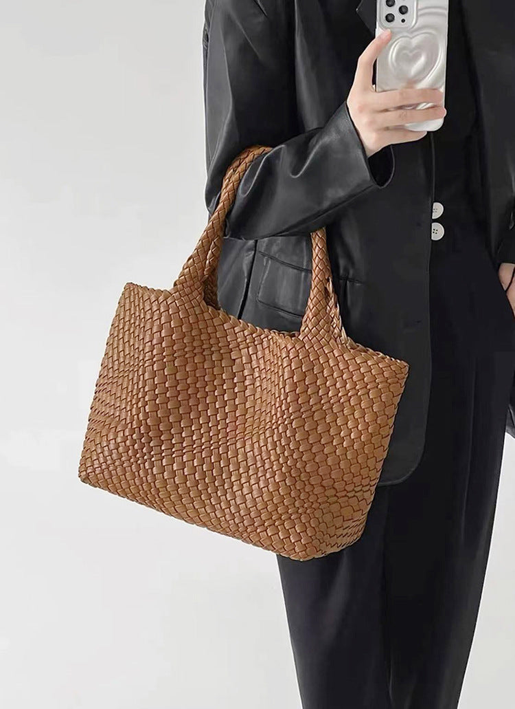 Grand sac cabas femme tressé porté épaule