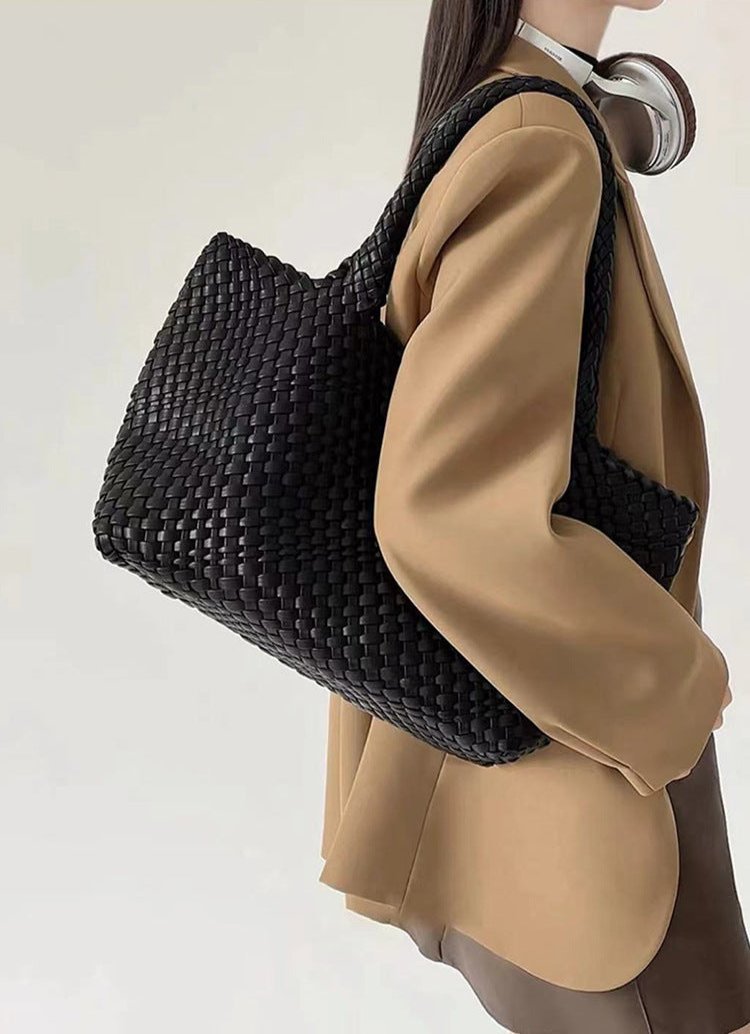 Grand sac cabas femme tressé porté épaule