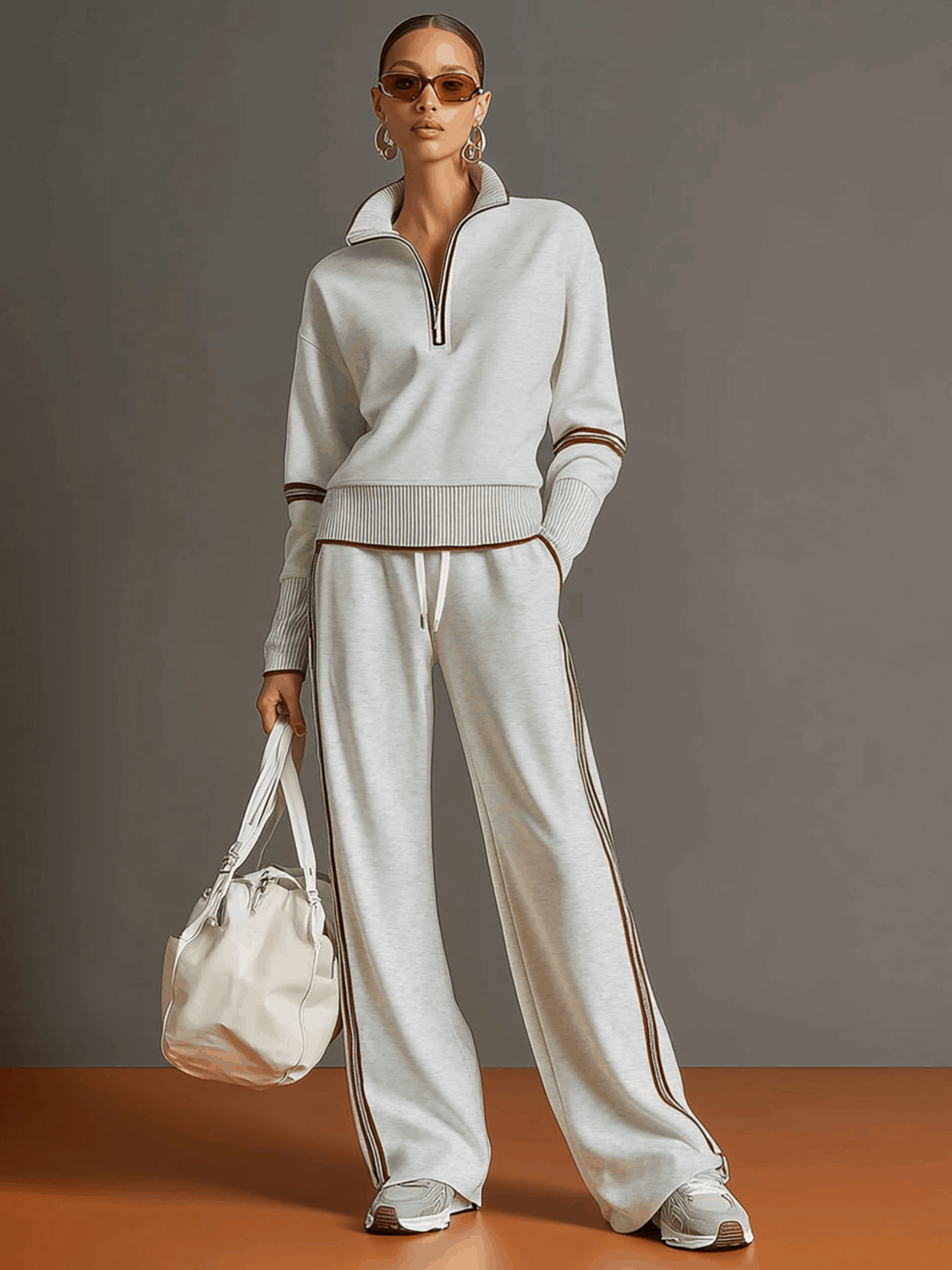 Women's Everyday Blouse and Trousers Set Loose Fit Wide Leg Comfortable