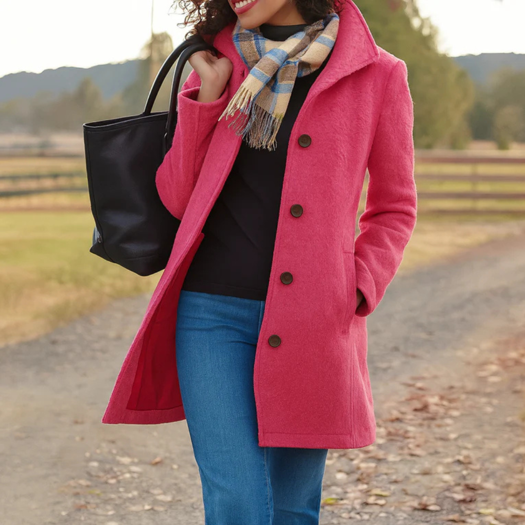 Femme Manteau Bureau Coupe Classique Ligne Boutonnée Silhouette Allongée Polyvalent