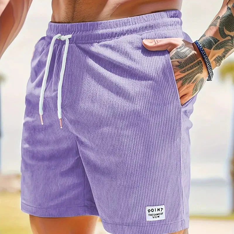 Short velvet men's shorts | casual bermuda with drawstring