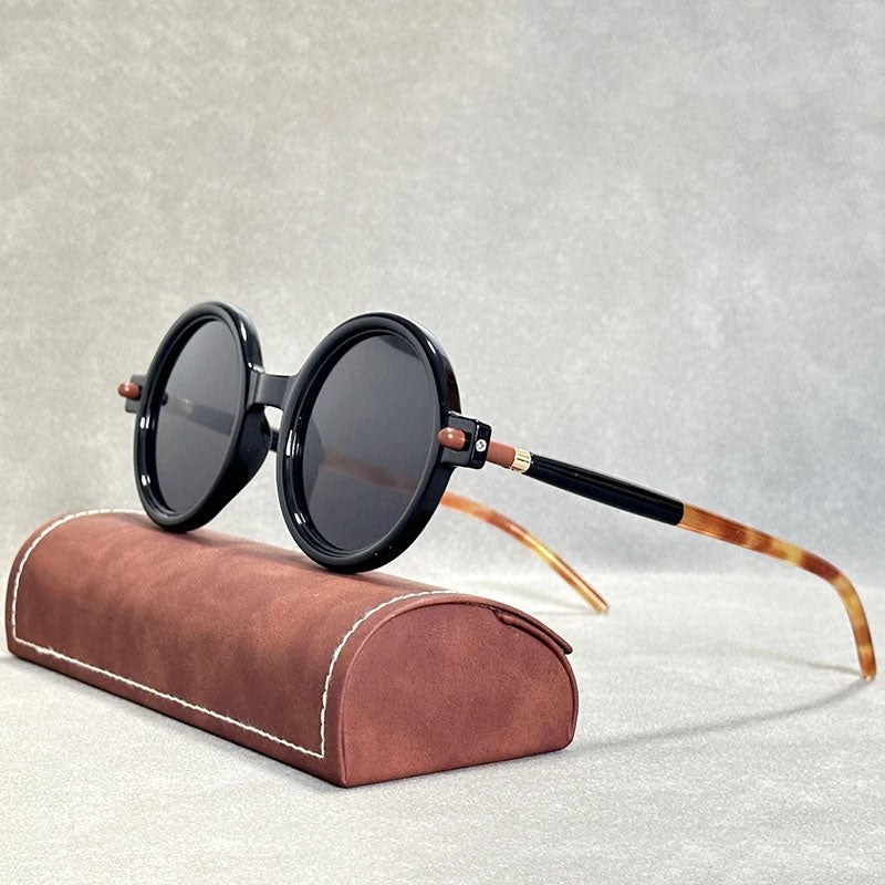 Lunettes de Soleil Ovales Vintage avec Monture Ronde et Verres TAC Polarisés