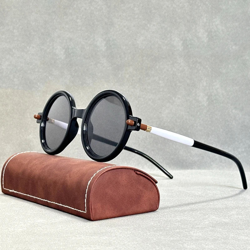 Lunettes de Soleil Ovales Vintage avec Monture Ronde et Verres TAC Polarisés
