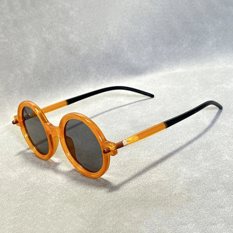 Lunettes de Soleil Ovales Vintage avec Monture Ronde et Verres TAC Polarisés