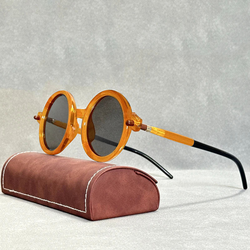 Lunettes de Soleil Ovales Vintage avec Monture Ronde et Verres TAC Polarisés