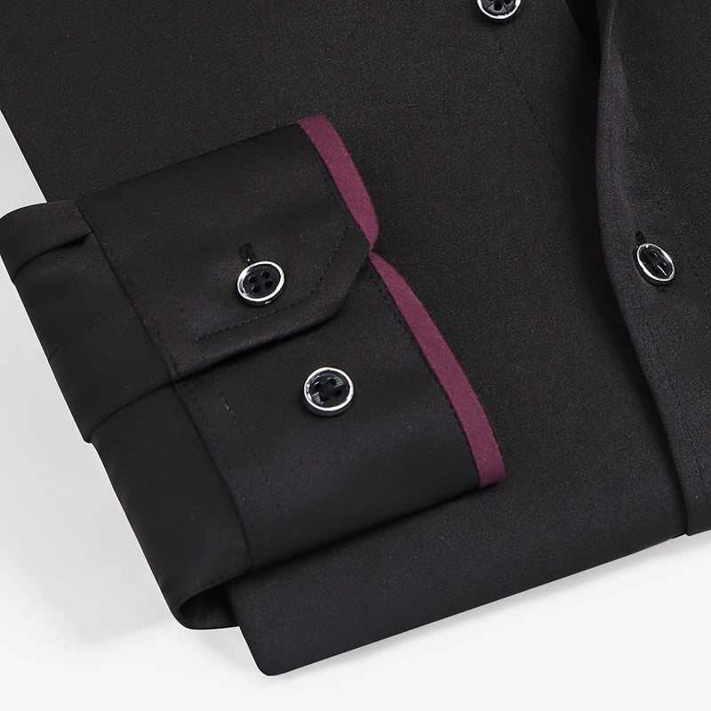 Chemise Business à Manches Longues en Coton et Polyester avec Col Rabattu pour Homme