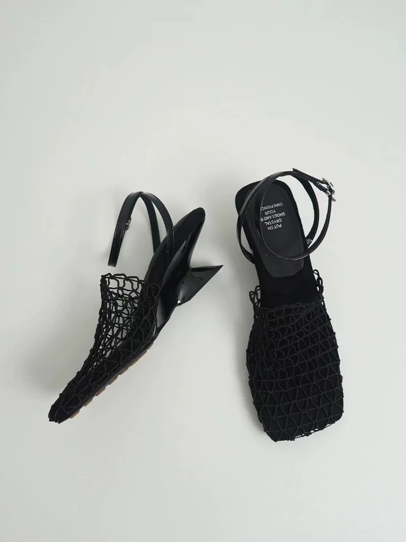 Sandales À Talons Et Maille Tressée