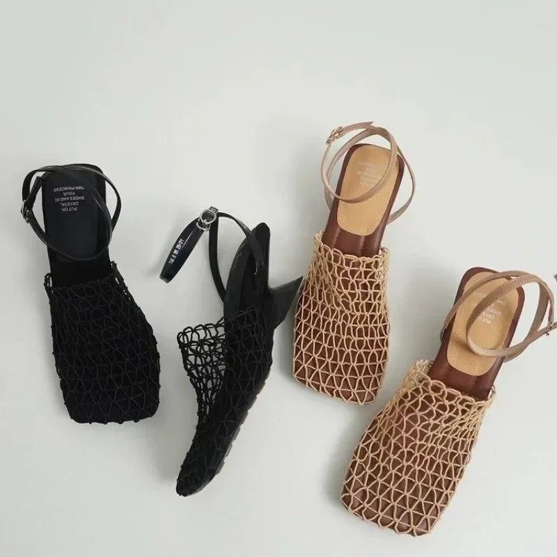 Sandales À Talons Et Maille Tressée