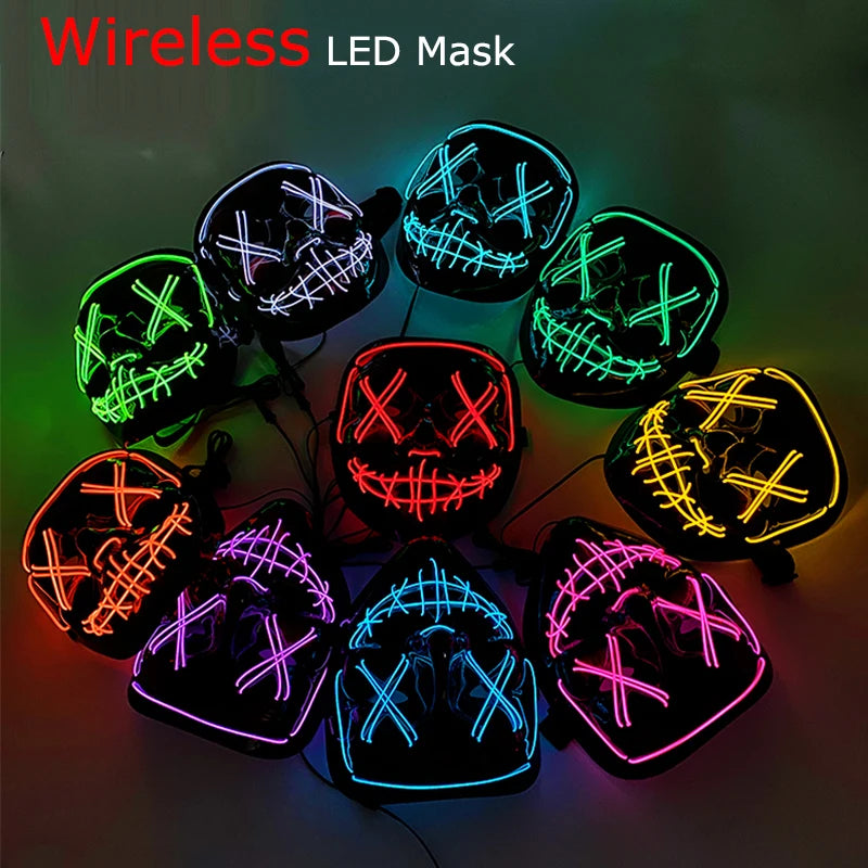 Máscara de LED luminosa Mixte para Halloween, cosplay assustador, festa e noite adulta