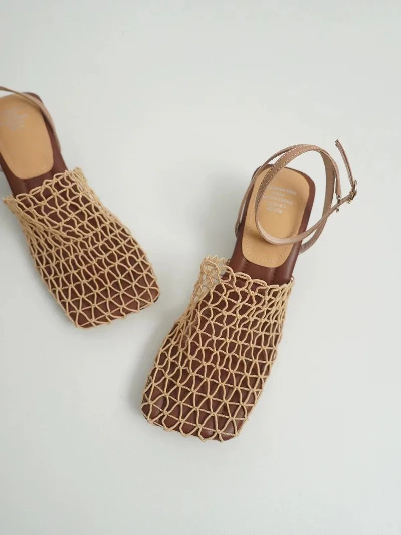 Sandales À Talons Et Maille Tressée
