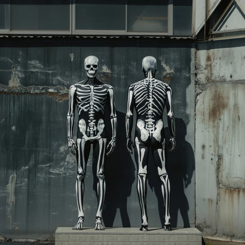 Unisex-heldragt med skeletmaske til Halloween, cosplay og steampunk for voksne