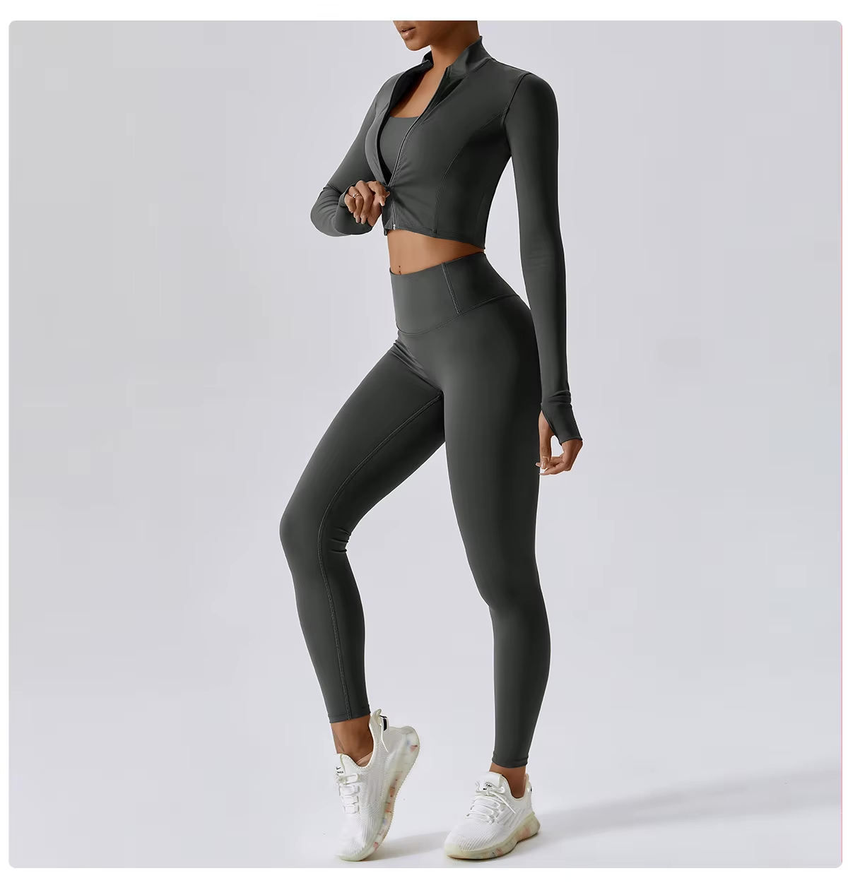 Ensemble de Yoga sans Couture avec Legging Taille Haute et Brassière pour Femme