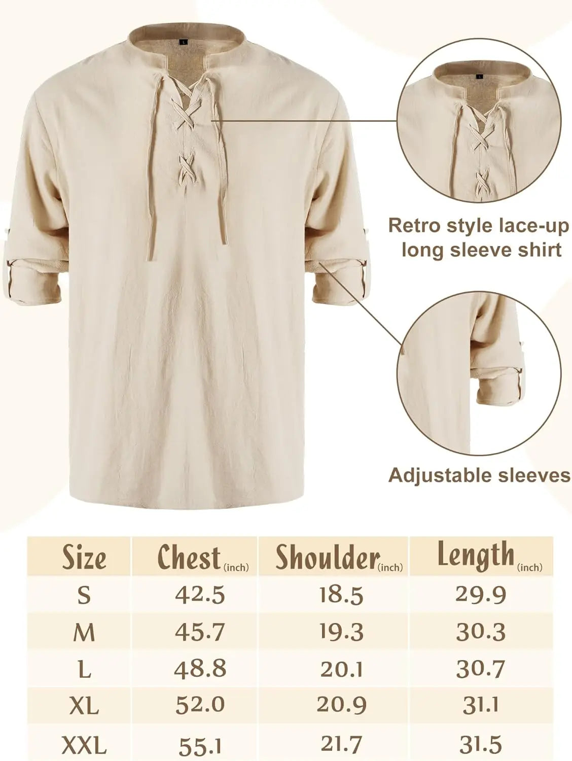 Conjunto masculino medieval de camisa e calça para cosplay de Halloween, com cinto viking