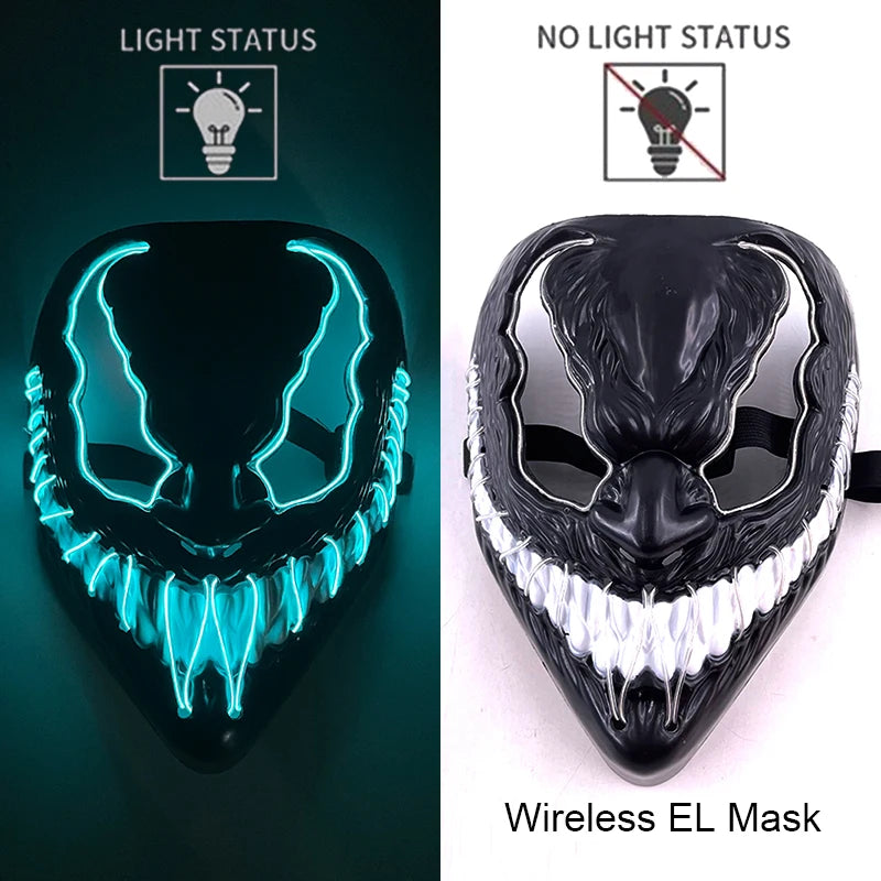 Máscara de LED luminosa Mixte para Halloween, cosplay assustador, festa e noite adulta
