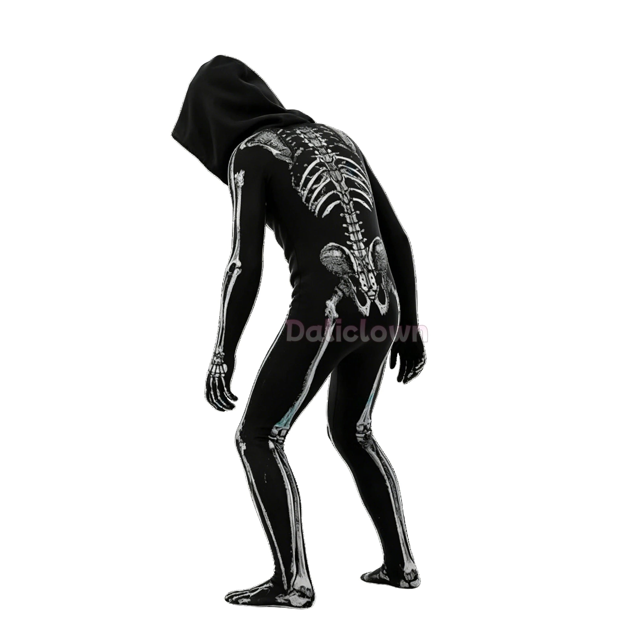 Boy Girl Skeleton Hooded Jumpsuit Halloween Scary Cosplay