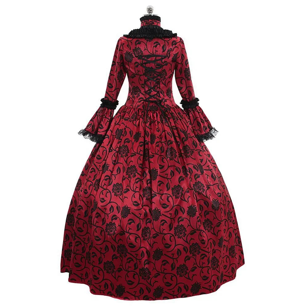 Rochie lungă gotică pentru femei, cosplay de Halloween, regină medievală, bal mascat