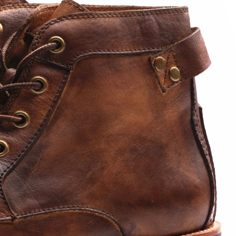 Homme Bottes Cuir Quotidien Zip et Lacets Semelle Antidérapante Bout Rond Rétro