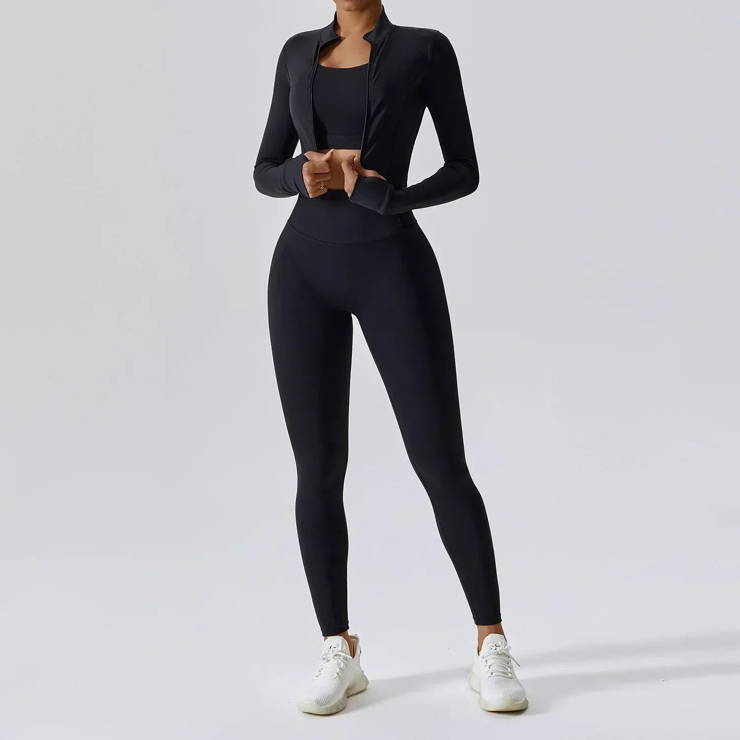 Ensemble de Yoga sans Couture avec Legging Taille Haute et Brassière pour Femme