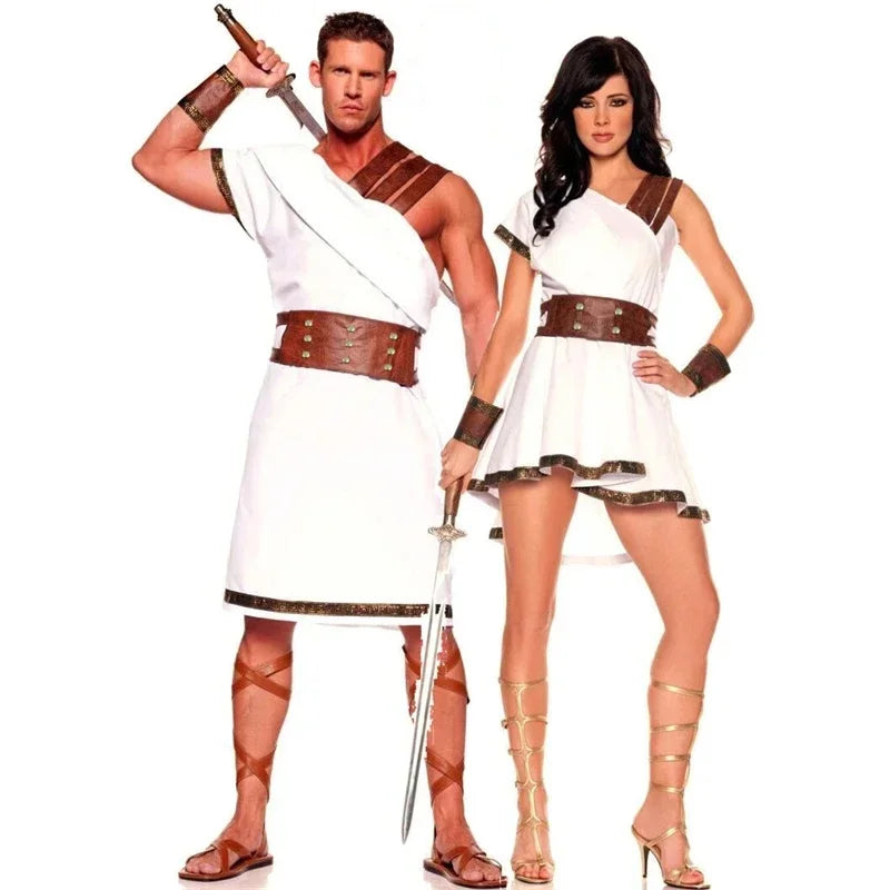 Fantasia Masculina Feminina de Guerreiro Grego Antigo para Halloween, Cosplay e Carnaval