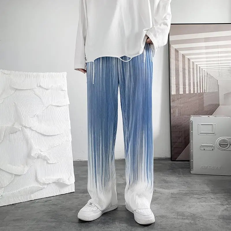 Pantalon Large Plissé pour Homme avec Taille Élastique et Coupe Oversize