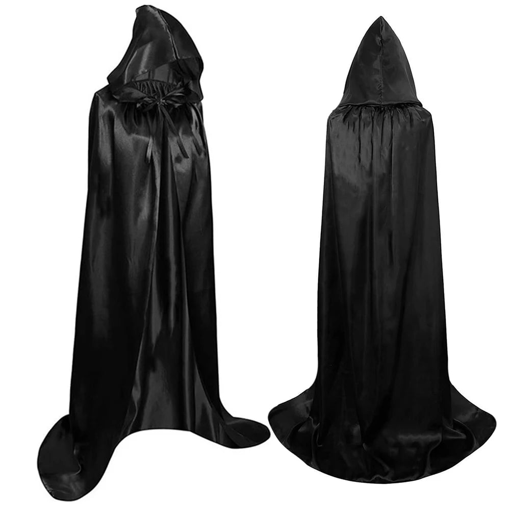 Unisex lang kappe med hætte, Halloween-heks, cosplay-kostume til fest