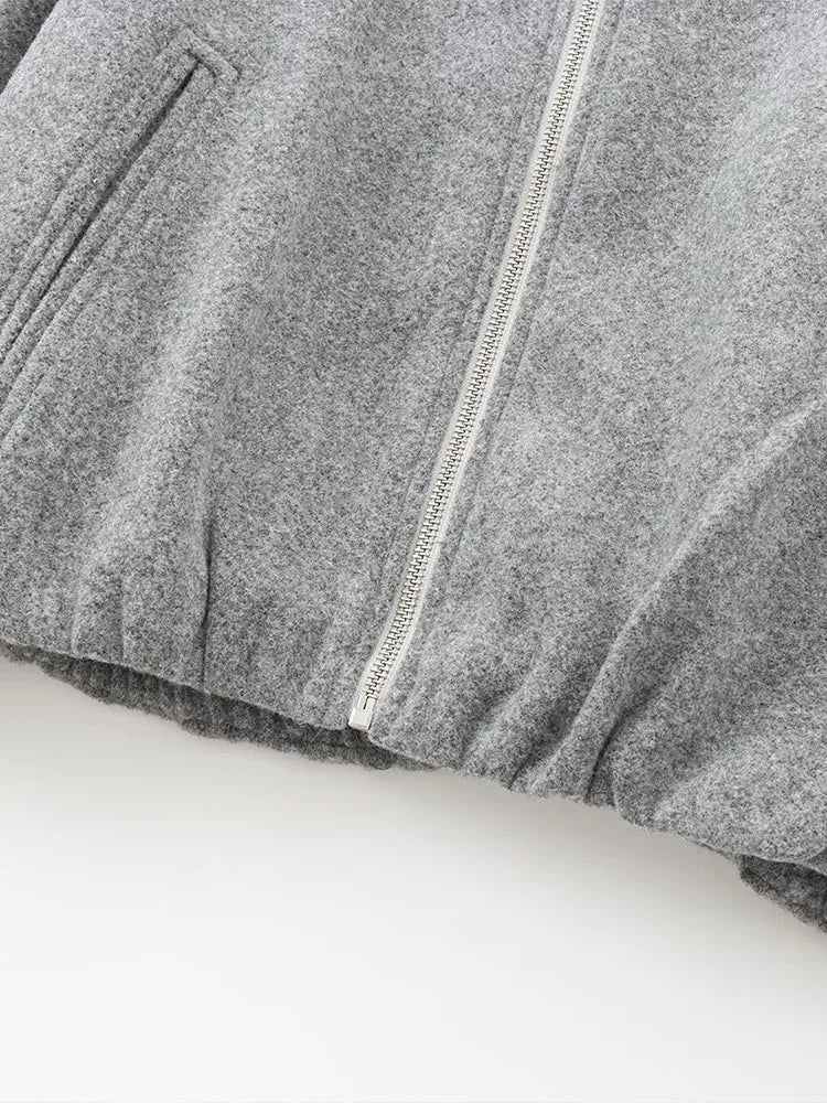 Veste Bomber Fleece à Fermeture Éclair et Coupe Courte pour Femme