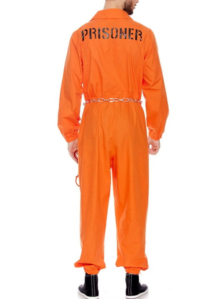 Costum cosplay de Halloween pentru bărbați, tip salopetă de deținut, cu mâneci lungi