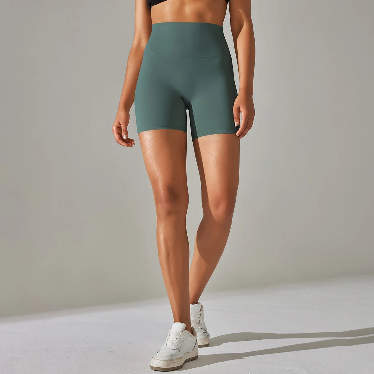 Shorts esportivos femininos de cintura alta