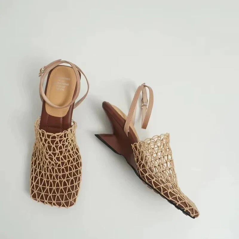 Sandales À Talons Et Maille Tressée