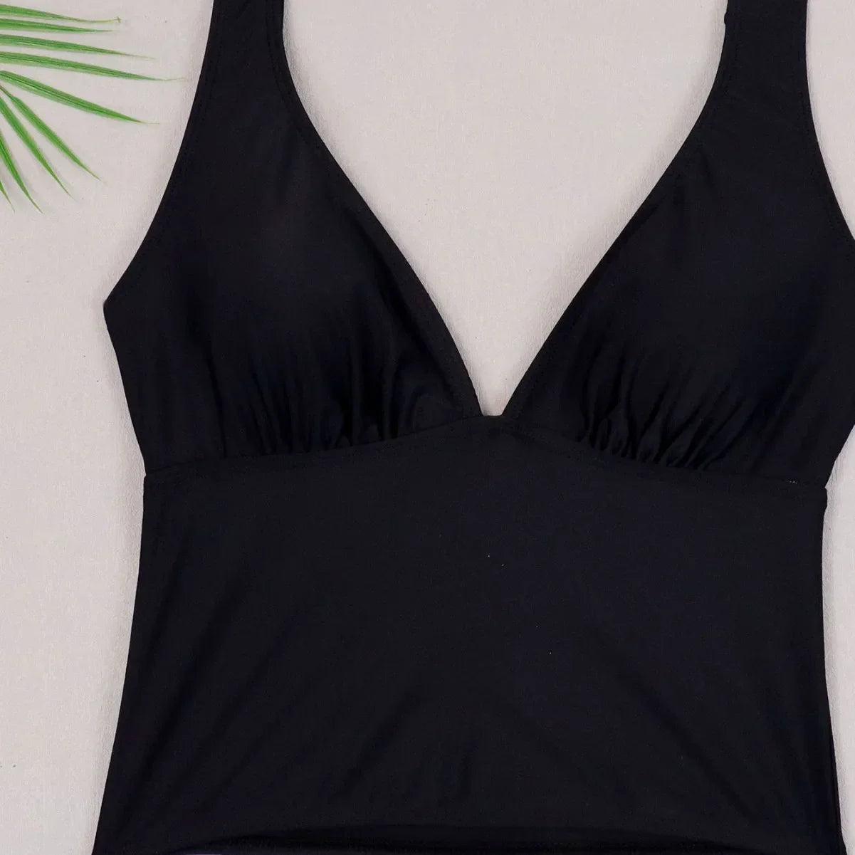 Tankini da Spiaggia a Vita Alta con Top a Spalline e Lati Regolabili