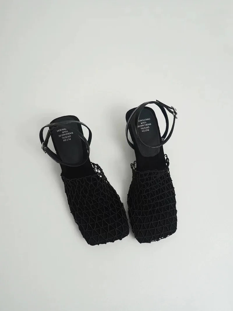 Sandales À Talons Et Maille Tressée