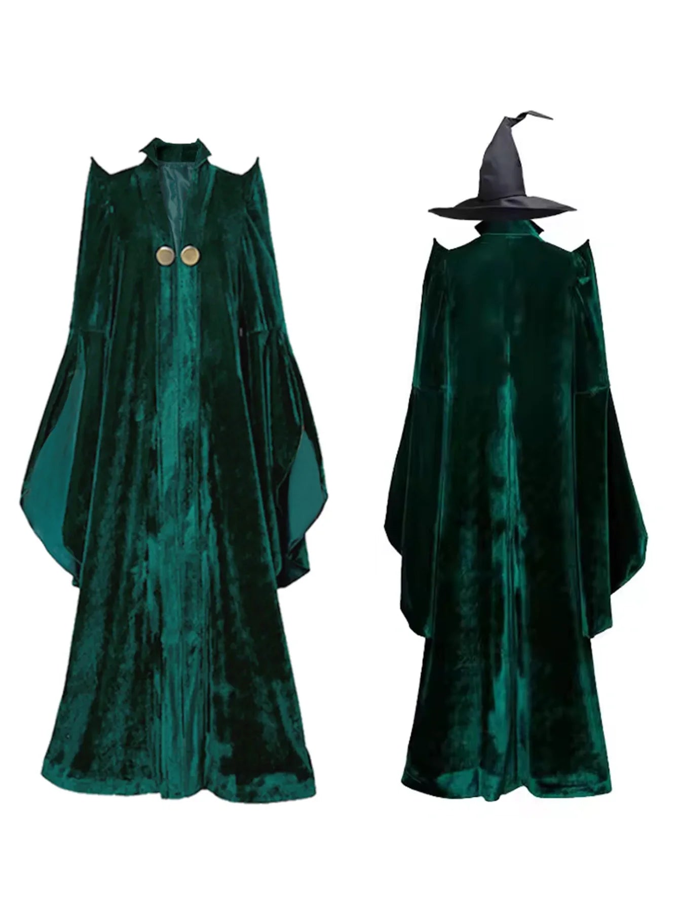 Mixte Robe Longue Professeure Sorcière Halloween Cosplay École Magie Adulte