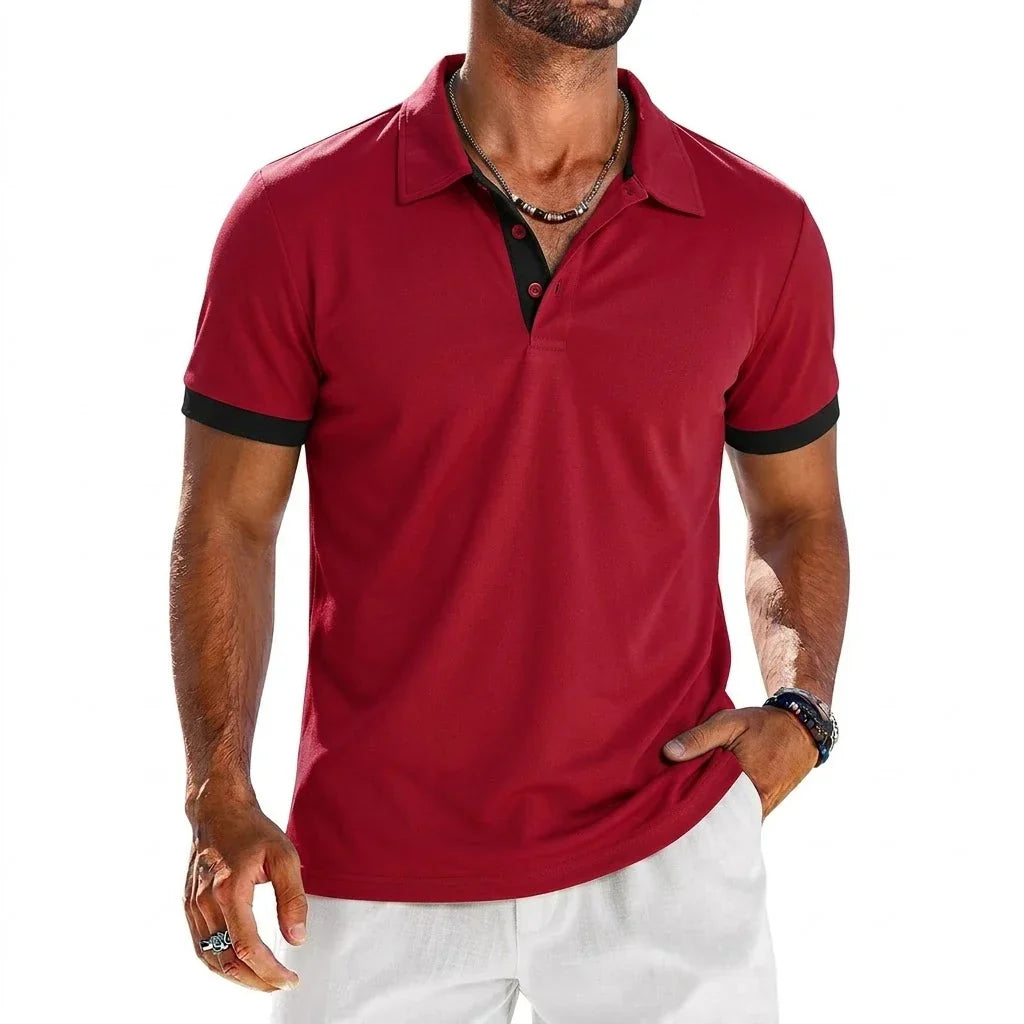 Polo pour hommes — col moderne contrasté — détente et soirée