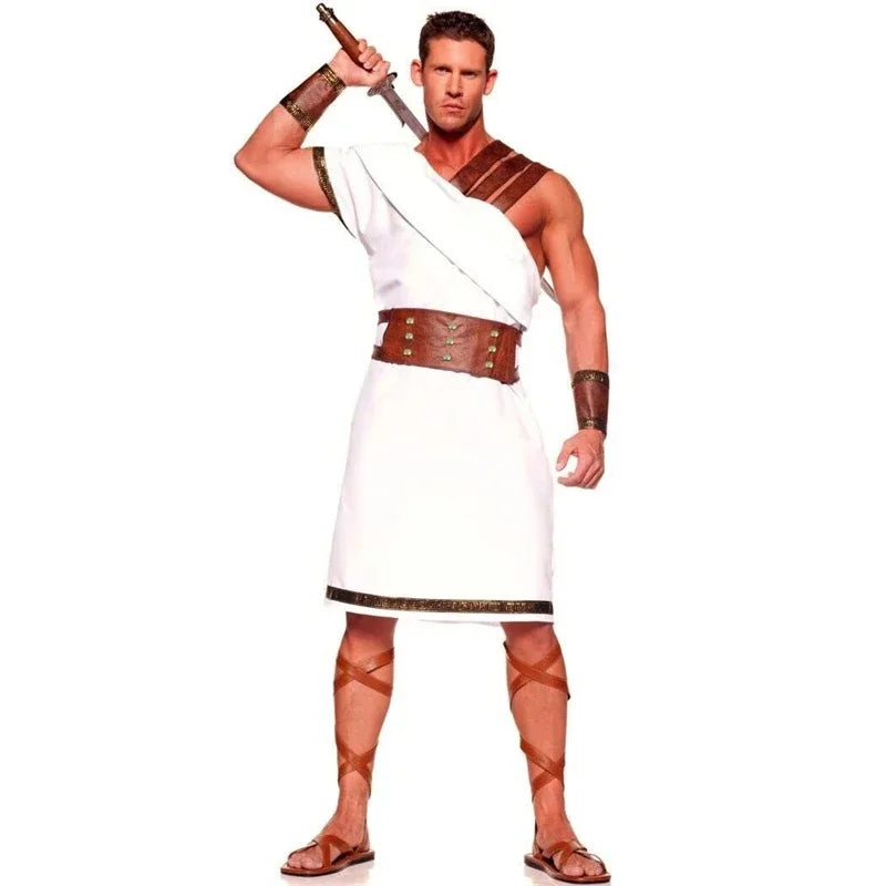 Fantasia Masculina Feminina de Guerreiro Grego Antigo para Halloween, Cosplay e Carnaval