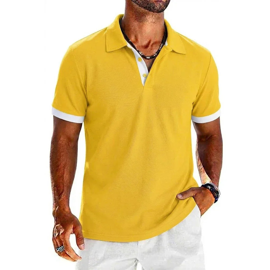 Polo pour hommes — col moderne contrasté — détente et soirée