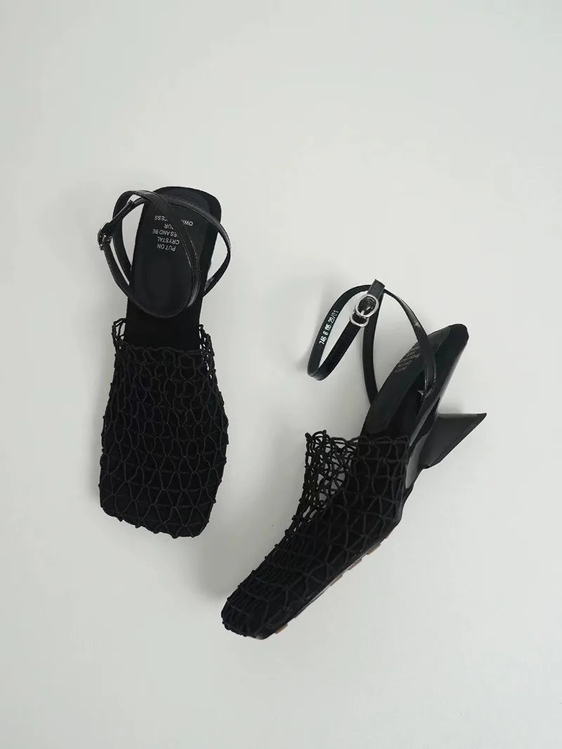 Sandales À Talons Et Maille Tressée
